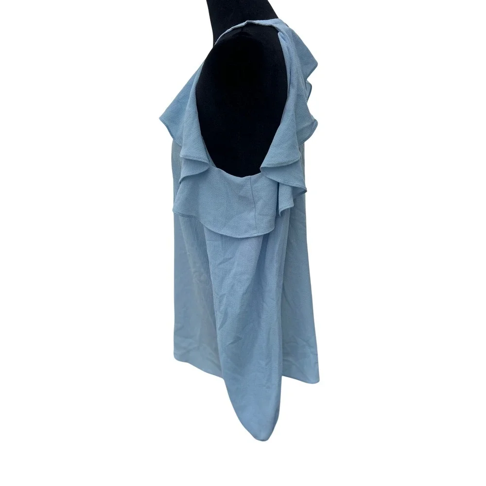 Michael Michael Kors Light Blue Ruffle Cold Shoulder Blouse Top Large